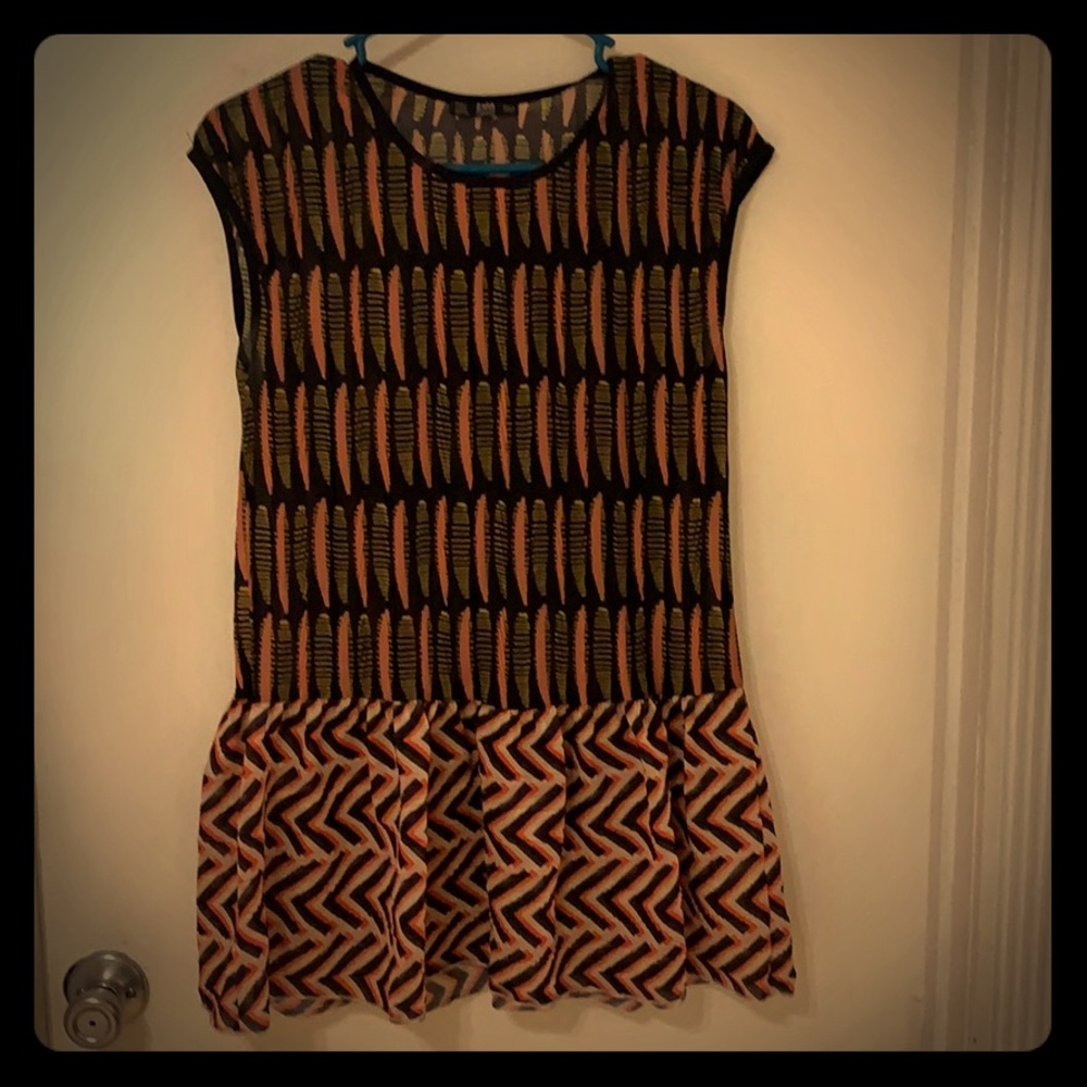 Zara Orange tribal top, fun design Small-medium